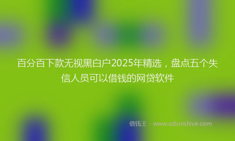 百分百下款无视黑白户2025年精选，盘点五个失信人员可以借钱的网贷软件
