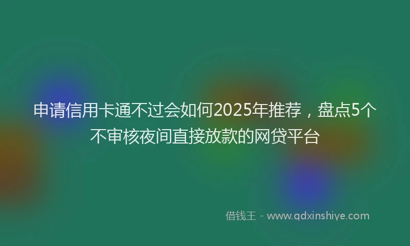 申请信用卡通不过会如何2025年推荐，盘点5个不审核夜间直接放款的网贷平台