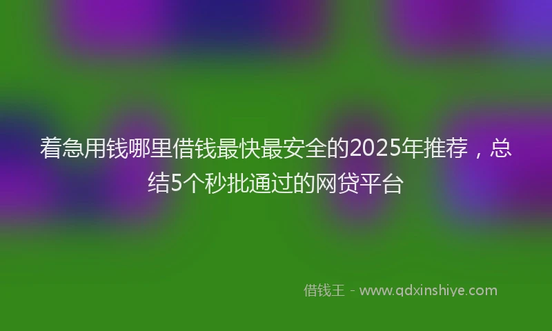 着急用钱哪里借钱最快最安全的2025年推荐，总结5个秒批通过的网贷平台