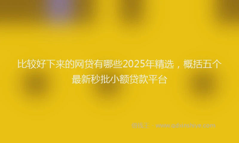 比较好下来的网贷有哪些2025年精选，概括五个最新秒批小额贷款平台