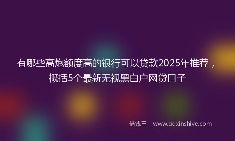 有哪些高炮额度高的银行可以贷款2025年推荐，概括5个最新无视黑白户网贷口子