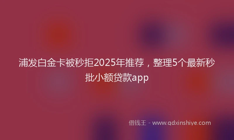 浦发白金卡被秒拒2025年推荐，整理5个最新秒批小额贷款app