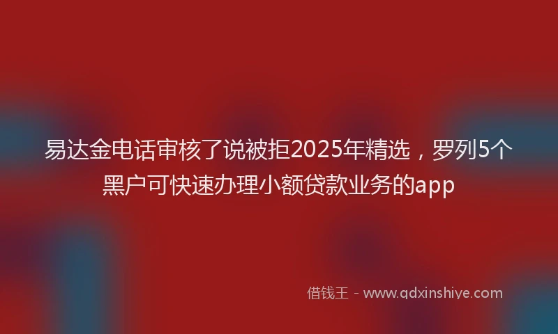 易达金电话审核了说被拒2025年精选，罗列5个黑户可快速办理小额贷款业务的app