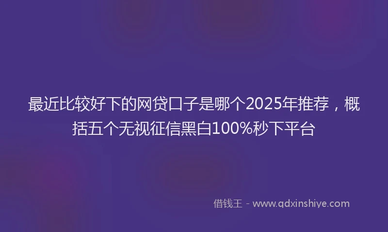 最近比较好下的网贷口子是哪个2025年推荐，概括五个无视征信黑白100%秒下平台