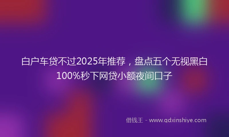 白户车贷不过2025年推荐，盘点五个无视黑白100%秒下网贷小额夜间口子
