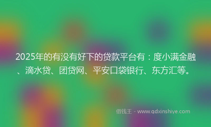 2025年的有没有好下的贷款平台有：度小满金融、滴水贷、团贷网、平安口袋银行、东方汇等。