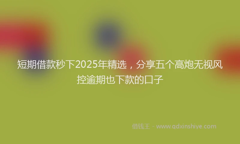 短期借款秒下2025年精选，分享五个高炮无视风控逾期也下款的口子