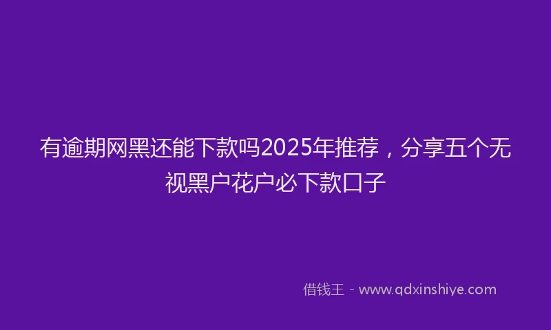 有逾期网黑还能下款吗2025年推荐，分享五个无视黑户花户必下款口子