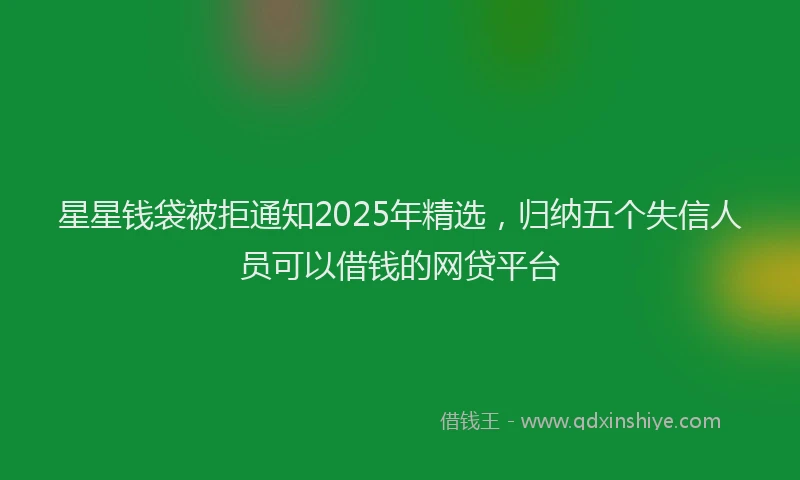星星钱袋被拒通知2025年精选，归纳五个失信人员可以借钱的网贷平台