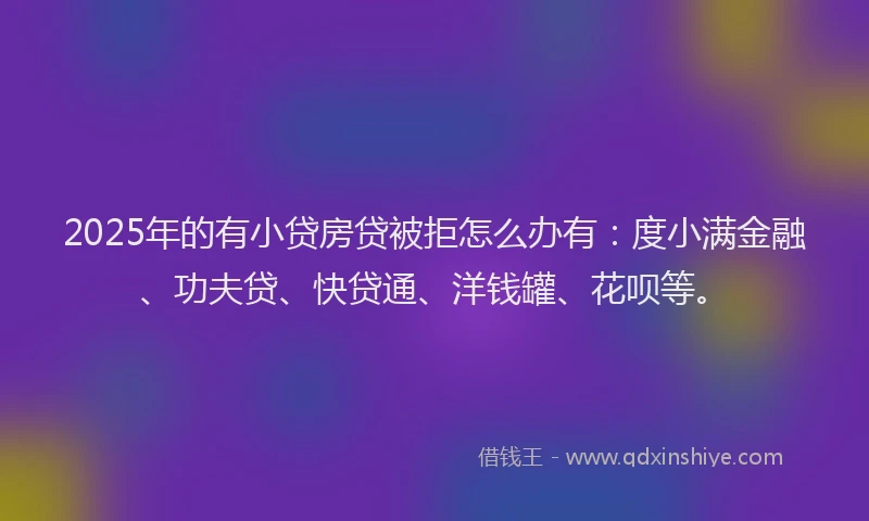 2025年的有小贷房贷被拒怎么办有：度小满金融、功夫贷、快贷通、洋钱罐、花呗等。