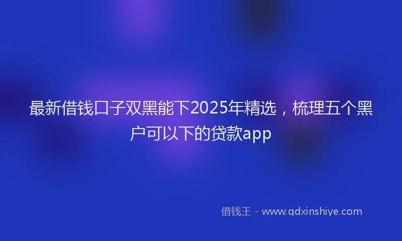 最新借钱口子双黑能下2025年精选，梳理五个黑户可以下的贷款app