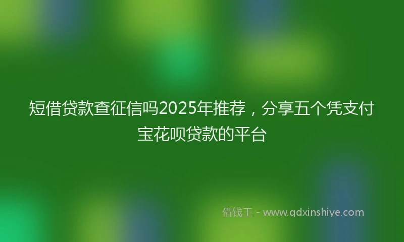 短借贷款查征信吗2025年推荐，分享五个凭支付宝花呗贷款的平台