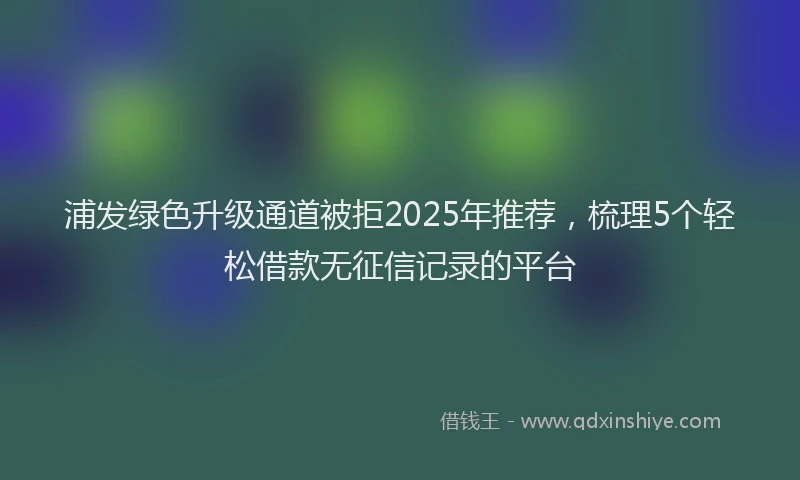 浦发绿色升级通道被拒2025年推荐，梳理5个轻松借款无征信记录的平台