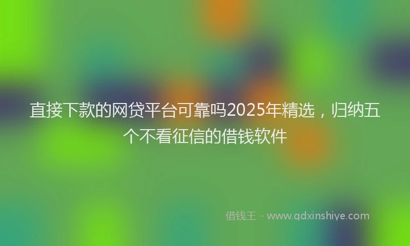 直接下款的网贷平台可靠吗2025年精选，归纳五个不看征信的借钱软件