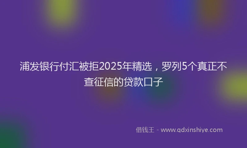 浦发银行付汇被拒2025年精选，罗列5个真正不查征信的贷款口子