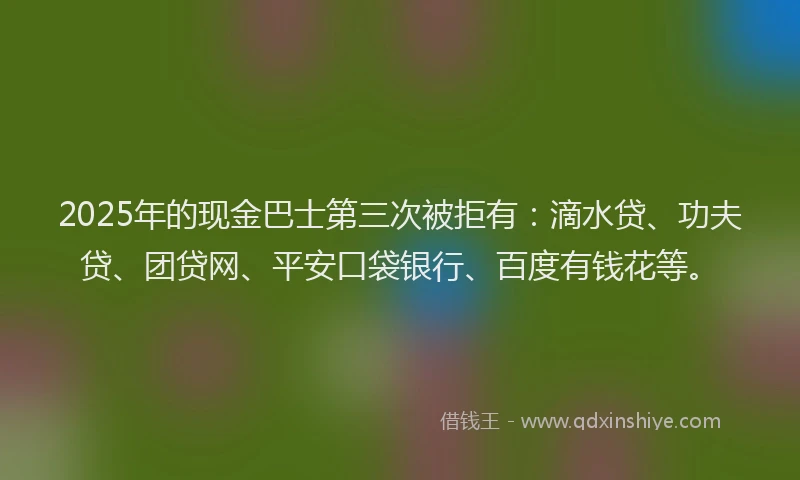 2025年的现金巴士第三次被拒有：滴水贷、功夫贷、团贷网、平安口袋银行、百度有钱花等。
