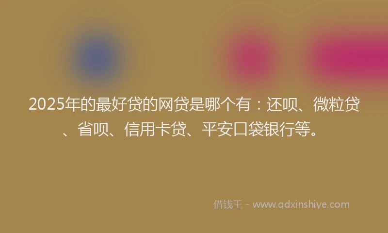 2025年的最好贷的网贷是哪个有：还呗、微粒贷、省呗、信用卡贷、平安口袋银行等。