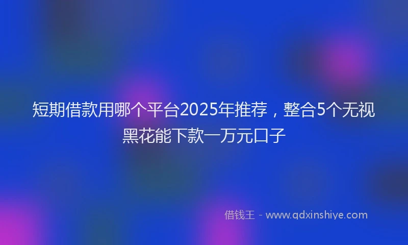短期借款用哪个平台2025年推荐，整合5个无视黑花能下款一万元口子