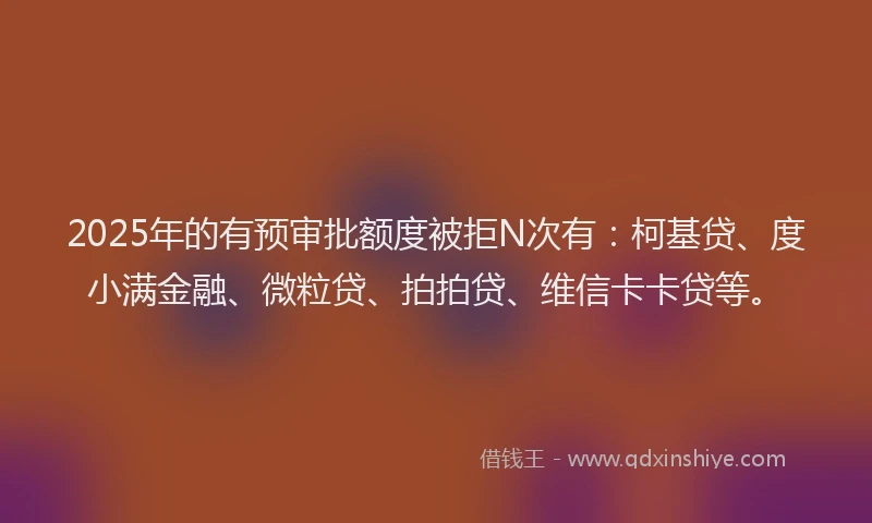 2025年的有预审批额度被拒N次有：柯基贷、度小满金融、微粒贷、拍拍贷、维信卡卡贷等。