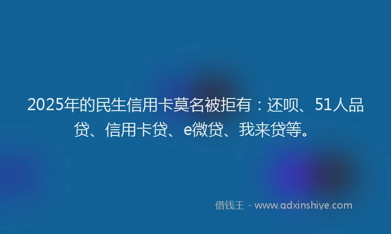 2025年的民生信用卡莫名被拒有：还呗、51人品贷、信用卡贷、e微贷、我来贷等。