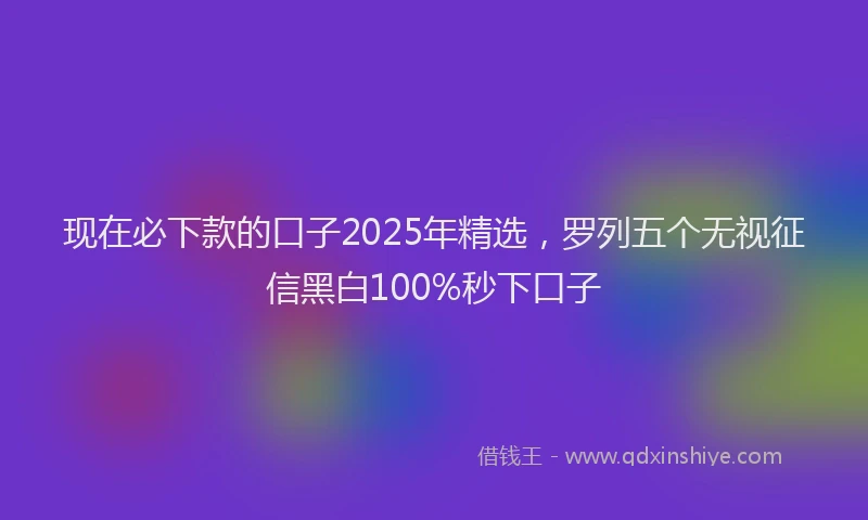 现在必下款的口子2025年精选，罗列五个无视征信黑白100%秒下口子