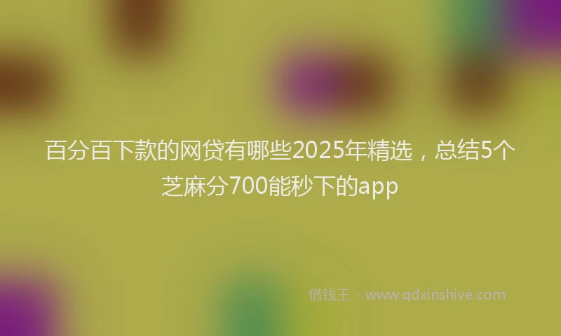 百分百下款的网贷有哪些2025年精选，总结5个芝麻分700能秒下的app