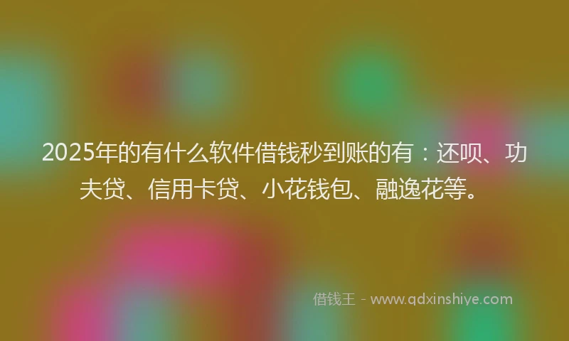 2025年的有什么软件借钱秒到账的有：还呗、功夫贷、信用卡贷、小花钱包、融逸花等。