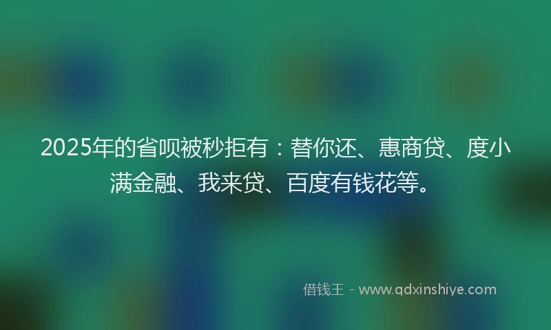 2025年的省呗被秒拒有：替你还、惠商贷、度小满金融、我来贷、百度有钱花等。