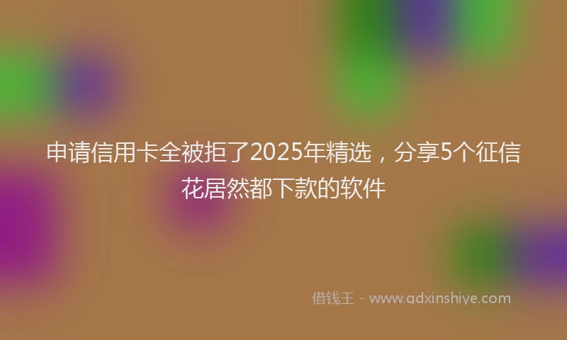 申请信用卡全被拒了2025年精选，分享5个征信花居然都下款的软件