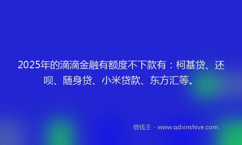 2025年的滴滴金融有额度不下款有：柯基贷、还呗、随身贷、小米贷款、东方汇等。