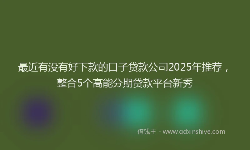 最近有没有好下款的口子贷款公司2025年推荐，整合5个高能分期贷款平台新秀