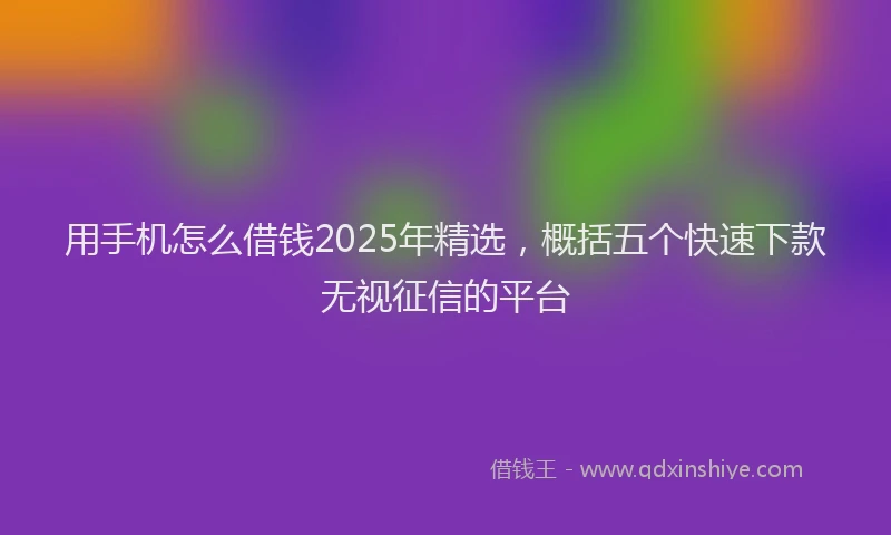 用手机怎么借钱2025年精选，概括五个快速下款无视征信的平台