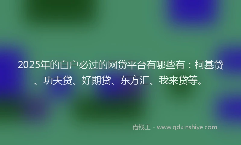 2025年的白户必过的网贷平台有哪些有：柯基贷、功夫贷、好期贷、东方汇、我来贷等。