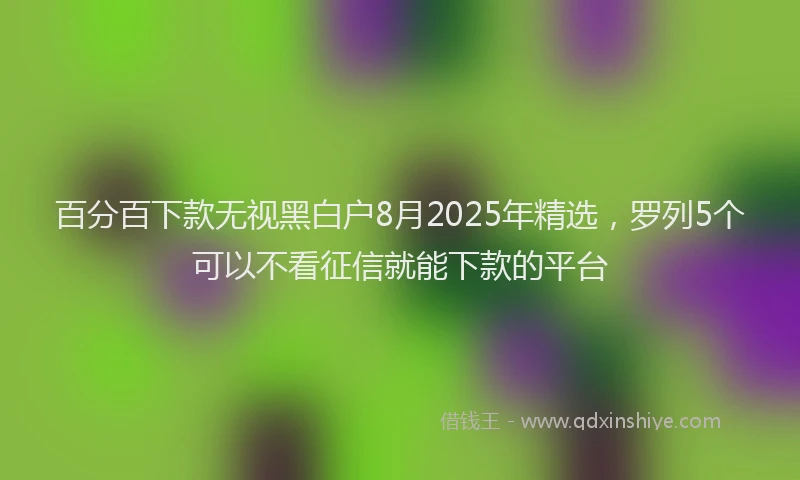 百分百下款无视黑白户8月2025年精选，罗列5个可以不看征信就能下款的平台