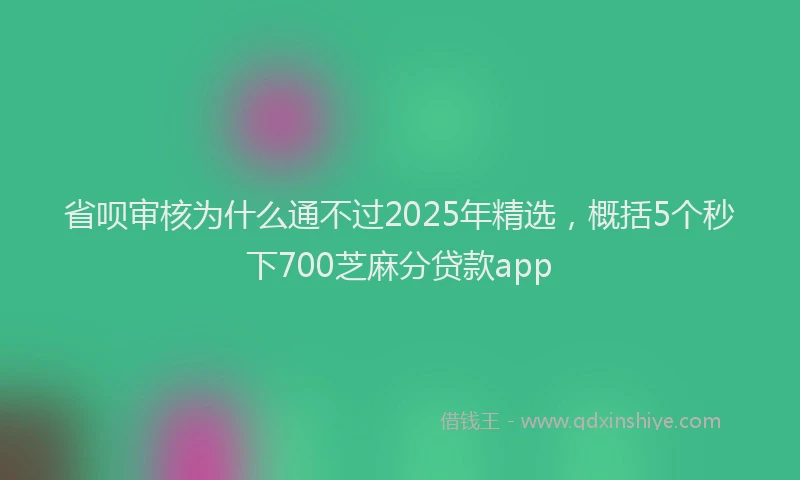 省呗审核为什么通不过2025年精选，概括5个秒下700芝麻分贷款app