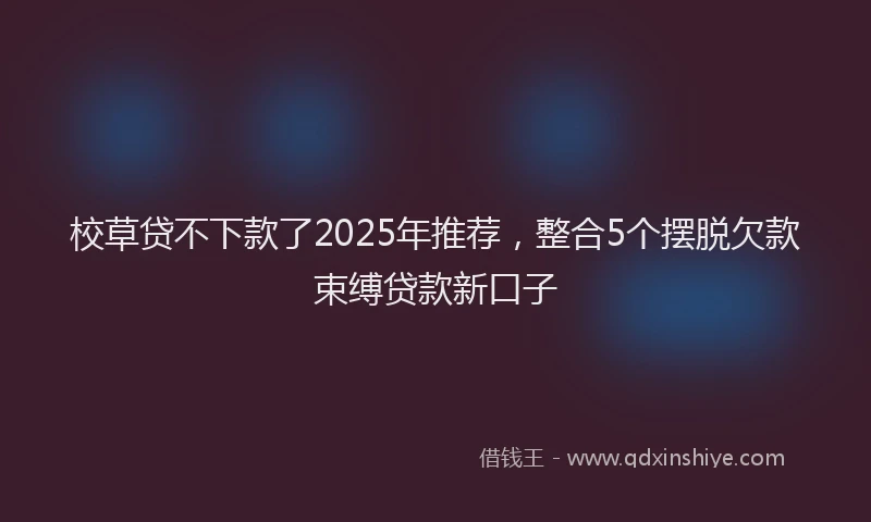 校草贷不下款了2025年推荐，整合5个摆脱欠款束缚贷款新口子