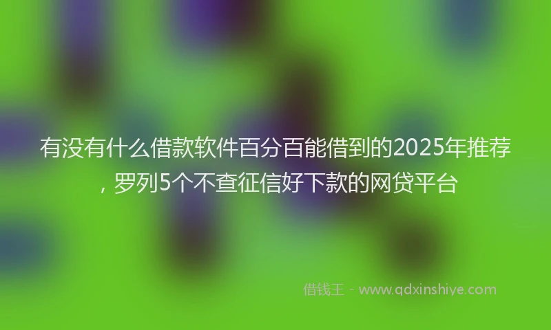 有没有什么借款软件百分百能借到的2025年推荐，罗列5个不查征信好下款的网贷平台