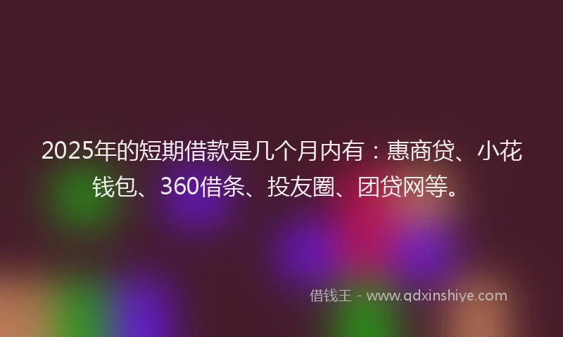 2025年的短期借款是几个月内有：惠商贷、小花钱包、360借条、投友圈、团贷网等。