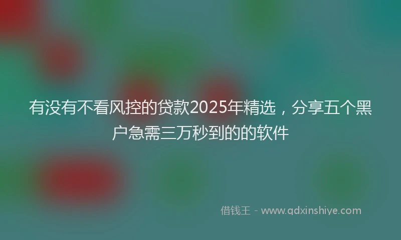 有没有不看风控的贷款2025年精选，分享五个黑户急需三万秒到的的软件