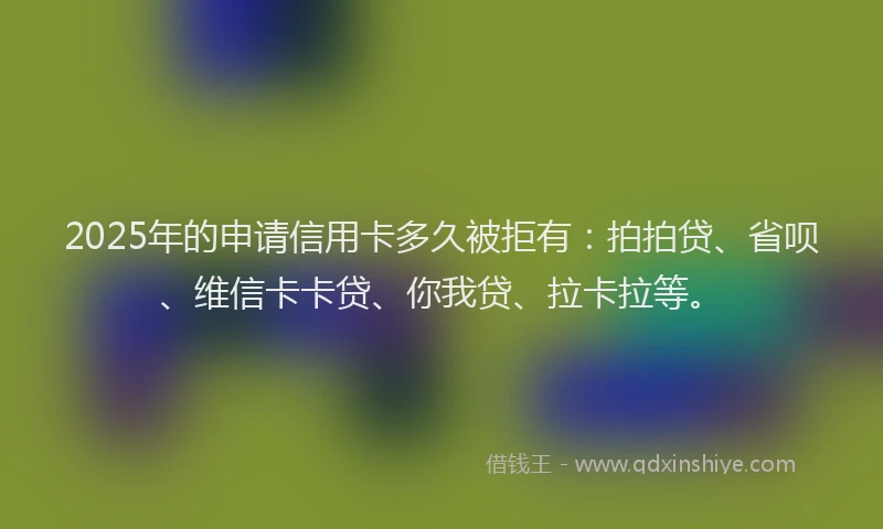 2025年的申请信用卡多久被拒有：拍拍贷、省呗、维信卡卡贷、你我贷、拉卡拉等。