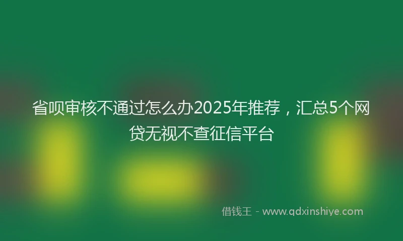省呗审核不通过怎么办2025年推荐，汇总5个网贷无视不查征信平台