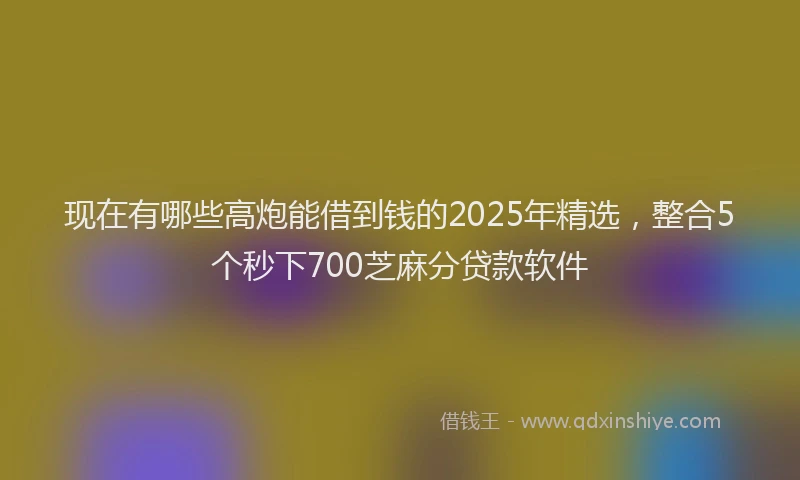 现在有哪些高炮能借到钱的2025年精选，整合5个秒下700芝麻分贷款软件