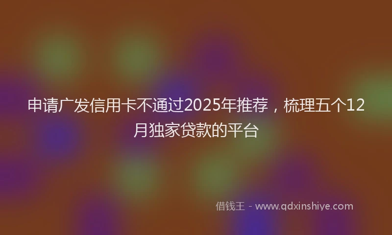 申请广发信用卡不通过2025年推荐，梳理五个12月独家贷款的平台