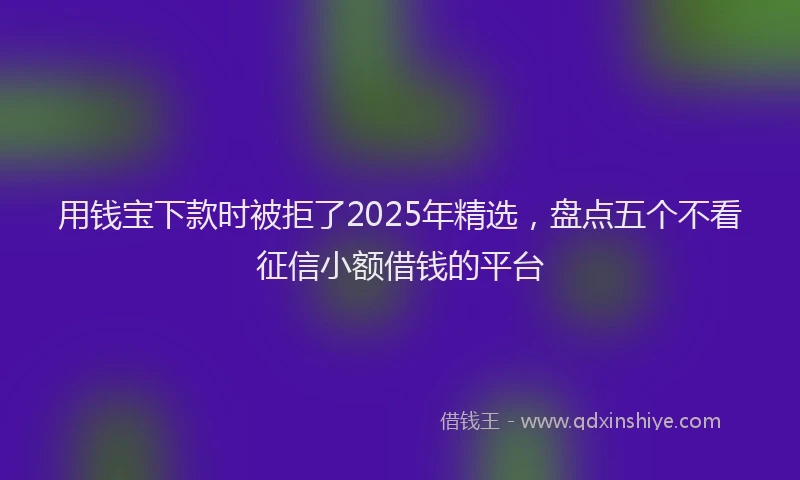 用钱宝下款时被拒了2025年精选，盘点五个不看征信小额借钱的平台