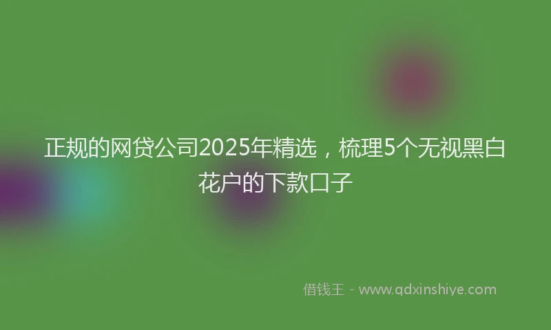 正规的网贷公司2025年精选，梳理5个无视黑白花户的下款口子