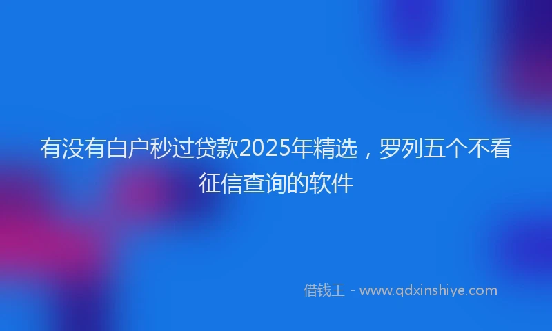 有没有白户秒过贷款2025年精选，罗列五个不看征信查询的软件