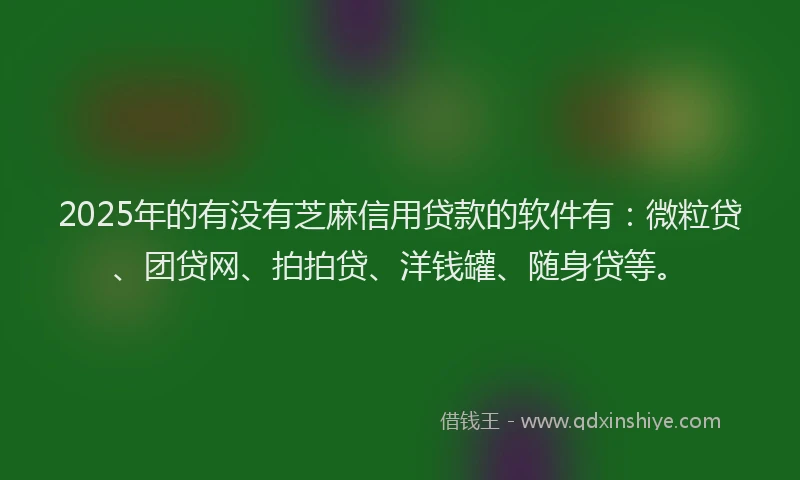 2025年的有没有芝麻信用贷款的软件有：微粒贷、团贷网、拍拍贷、洋钱罐、随身贷等。