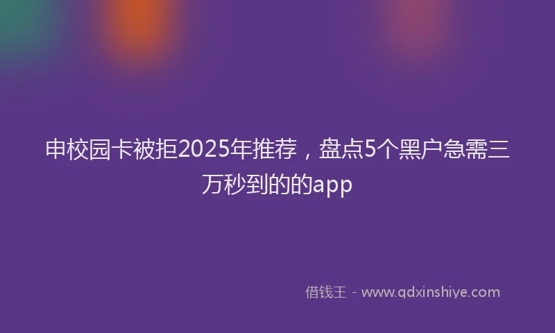 申校园卡被拒2025年推荐，盘点5个黑户急需三万秒到的的app