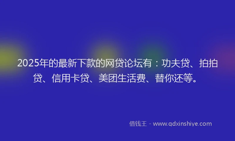 2025年的最新下款的网贷论坛有：功夫贷、拍拍贷、信用卡贷、美团生活费、替你还等。