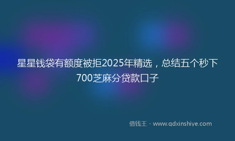 星星钱袋有额度被拒2025年精选，总结五个秒下700芝麻分贷款口子